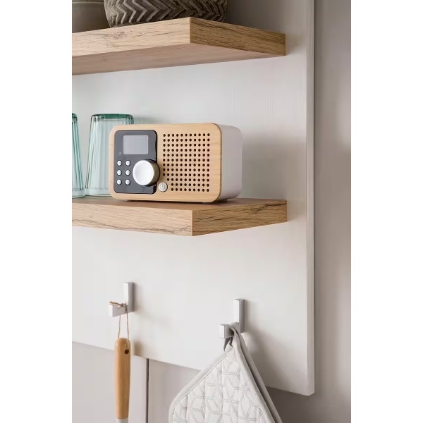 Etajeră ~Mykonos~ in stil rustic, culoare alb mursar-stejar, 60 cm lungime - imagine 2