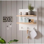 Etajeră ~Mykonos~ in stil rustic, culoare alb mursar-stejar, 60 cm lungime