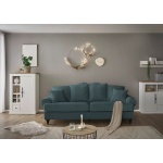 Canapea fixă modernă 3-5 locuri pentru living 230 cm, tapițată în țesătură fină vernil-albăstrui, picioare din lemn masiv, design elegant contemporan DUBAI - imagine 2