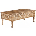 Măsuță de cafea, material lemn masiv de mango, sculptată manual, 120 cm lungime - imagine 2