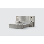 Boxspring ~PALAZZO~ cu lada de depozitare, structura metalica, saltea premium cu topper integrat, material boucle catifelat, culoare simphony Pearl - imagine 3