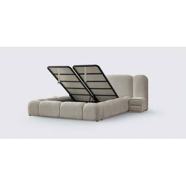 Boxspring ~MERIVO~ cu ladǎ de depozitare, structurǎ metalicǎ și saltea premium cu topper integrat - imagine 4