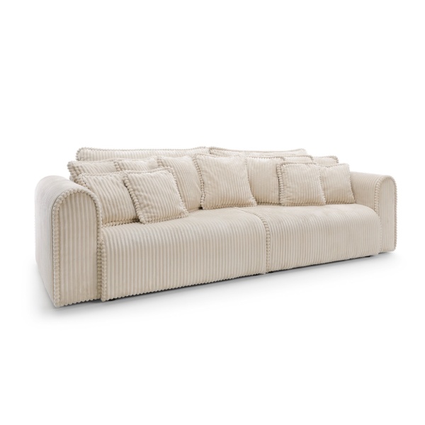 Canapea extensibila Cellora king-size, 300 cm lungime, cu lada de depozitare, material velur catifelat raiat, extensia 180/240 cm - imagine 3