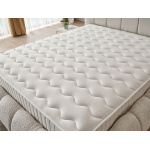 Boxspring ~ZARO~ lada de depozitare, structura metalica, saltea premium, material boucle - imagine 5