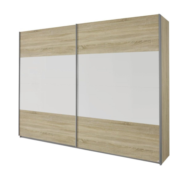 Dressing 226 cm lungime, 2 uși glisante, culoare sonoma-alb, 210 cm înălțime - imagine 2