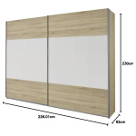 Dressing 226 cm lungime, 2 uși glisante, culoare sonoma-alb, 210 cm înălțime - imagine 6