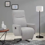 Fotoliu de relaxare cu recliner, rotativ, culoare gri, material țesătură