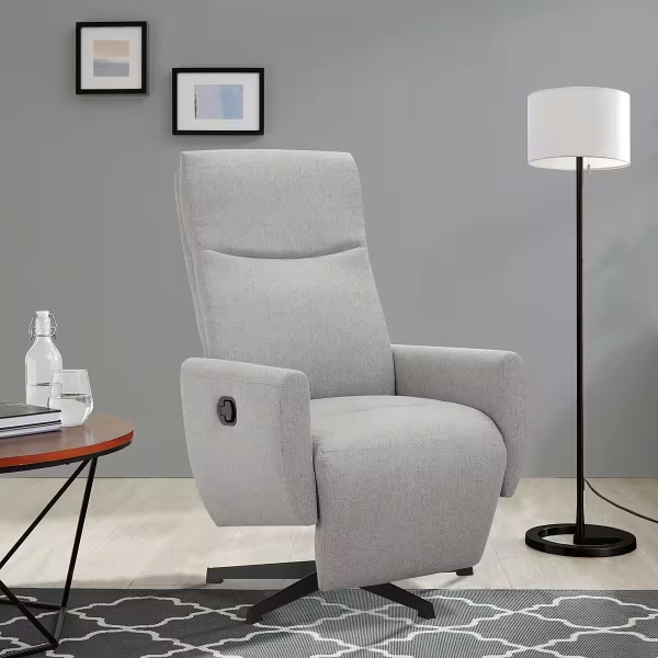 Fotoliu de relaxare cu recliner, rotativ, culoare gri, material țesătură - imagine 1