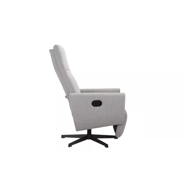 Fotoliu de relaxare cu recliner, rotativ, culoare gri, material țesătură - imagine 5