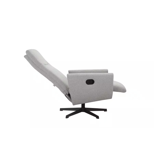 Fotoliu de relaxare cu recliner, rotativ, culoare gri, material țesătură - imagine 7