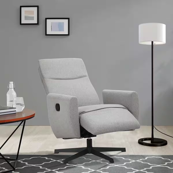 Fotoliu de relaxare cu recliner, rotativ, culoare gri, material țesătură - imagine 2