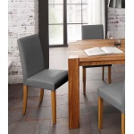Set 2 scaune, culoare gri, material piele ecologică, picioare lemn masiv