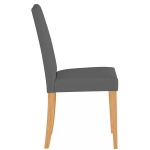 Set 2 scaune, culoare gri, material piele ecologică, picioare lemn masiv - imagine 3