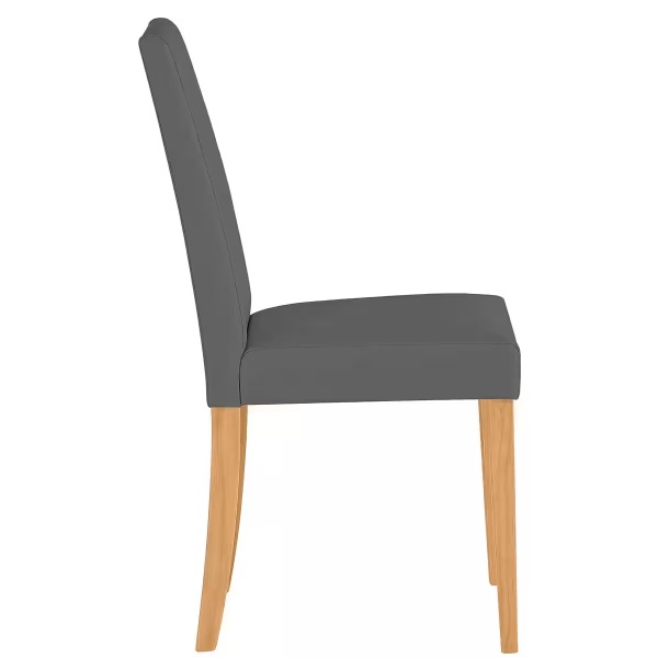 Set 2 scaune, culoare gri, material piele ecologică, picioare lemn masiv - imagine 3