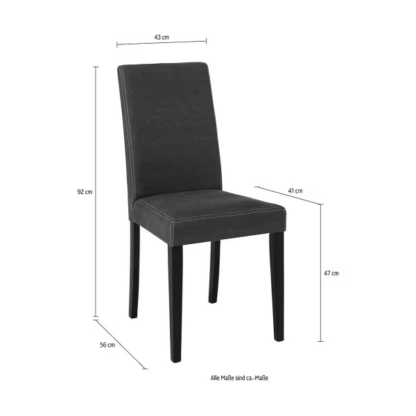 Set 2 scaune, culoare gri, material piele ecologică, picioare lemn masiv - imagine 4