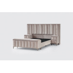 Boxspring ~STARLIGHT~ cu lada de depozitare, saltea premium cu topper inclus, structura metalica, LED-uri si charger USB - imagine 4