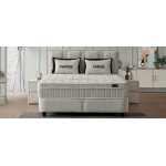 Boxspring ~PAROS~ 160x200 cm, lada de depozitare, saltea cu topper, culoare ivory, material boucle - imagine 2