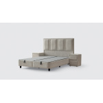 Boxspring ~PAROS~ 160x200 cm, lada de depozitare, saltea cu topper, culoare ivory, material boucle - imagine 3