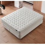 Boxspring ~PAROS~ 160x200 cm, lada de depozitare, saltea cu topper, culoare ivory, material boucle - imagine 5