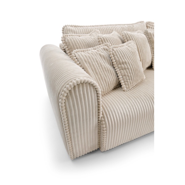 Canapea extensibila Cellora king-size, 300 cm lungime, cu lada de depozitare, material velur catifelat raiat, extensia 180/240 cm - imagine 4