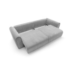 Canapea ~CELLORA~ extensibilă, cu lada de depozitare, 302 cm lungime, material velur raiat, culoare gri mătase - imagine 5