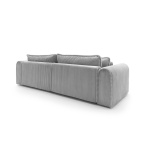 Canapea ~CELLORA~ extensibilă, cu lada de depozitare, 302 cm lungime, material velur raiat, culoare gri mătase - imagine 3