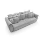 Canapea ~CELLORA~ extensibilă, cu lada de depozitare, 302 cm lungime, material velur raiat, culoare gri mătase - imagine 4