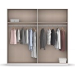 Set dormitor format din 4 piese, dulap, cadru pat 160/200 cm și 2 noptiere, culoare alb cu gri antracit - imagine 2