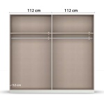 Set dormitor format din 4 piese, dulap, cadru pat 160/200 cm și 2 noptiere, culoare alb cu gri antracit - imagine 7