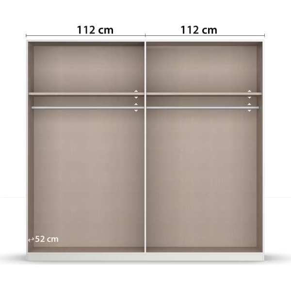 Set dormitor format din 4 piese, dulap, cadru pat 160/200 cm și 2 noptiere, culoare alb cu gri antracit - imagine 7