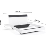 Set dormitor format din 4 piese, dulap, cadru pat 160/200 cm și 2 noptiere, culoare alb cu gri antracit - imagine 8