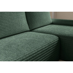 Colțar ~NUBO~ extensibil cu ladă de depozitare, material velur raiat catifelat, culoare verde smarald, 264/162 cm - imagine 4