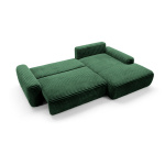 Colțar ~NUBO~ extensibil cu ladă de depozitare, material velur raiat catifelat, culoare verde smarald, 264/162 cm - imagine 5