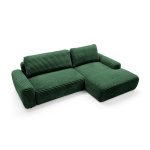 Colțar ~NUBO~ extensibil cu ladă de depozitare, material velur raiat catifelat, culoare verde smarald, 264/162 cm - imagine 7