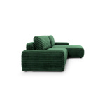 Colțar ~NUBO~ extensibil cu ladă de depozitare, material velur raiat catifelat, culoare verde smarald, 264/162 cm - imagine 8