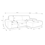 Colțar ~NUBO~ extensibil cu ladă de depozitare, material velur raiat catifelat, culoare verde smarald, 264/162 cm - imagine 10