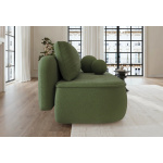 Canapea ~POLLY~ extensibilă cu ladă de depozitare, culoare verde olive, material boucle, 212 cm lungime - imagine 3
