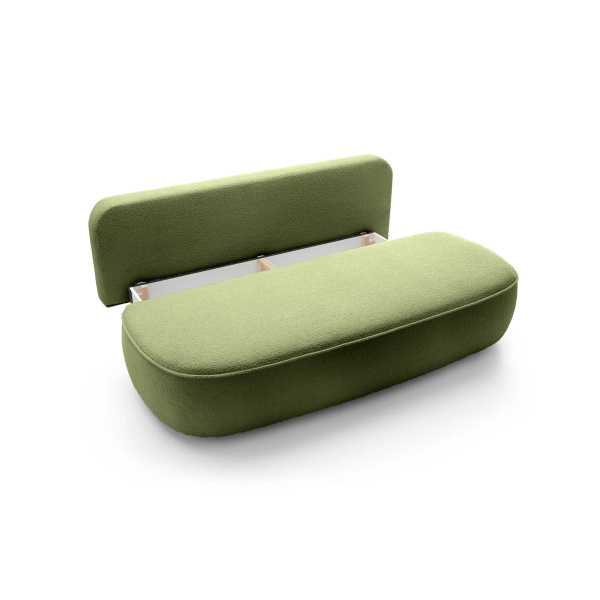 Canapea ~POLLY~ extensibilă cu ladă de depozitare, culoare verde olive, material boucle, 212 cm lungime - imagine 6