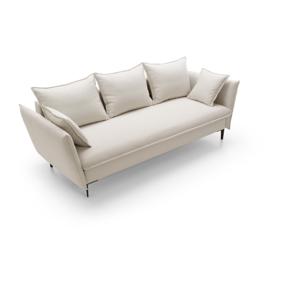 Canapea ~ISALDA~ extensibilă cu ladă de depozitare, material țesătură, culoare crem, 237 cm lungime - imagine 2