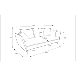 Canapea ~ISALDA~ extensibilă cu ladă de depozitare, material țesătură, culoare crem, 237 cm lungime - imagine 7