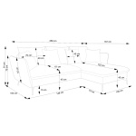 Colțar ~RIVARO~ extensibil cu ladă de depozitare, material velur raiat, culoare gri deschis, picioare lemn, 258/164 cm - imagine 9