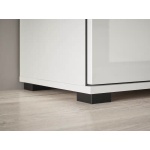 Comodă TV ~Napoli~ fronturi MDF, alb lucios, 2 sertare, mânere negre, 140 cm lungime - imagine 3