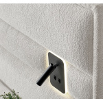 Boxspring ~MATHILDA~ 180x200 cm, lada de depozitare, saltea cu topper inclus, material boucle, culoare ivory - imagine 2
