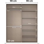 Dulap 181 cm lungime, 4 uși batante, culoare alb, compartimentare premium, 229 cm înălțime - imagine 10