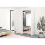 Dressing 181 cm lungime, 2 uși glisante, oglindă pe mijloc, culoare alb, 223 cm înălțime