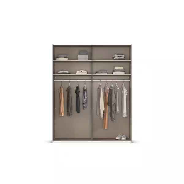 Dressing 181 cm lungime, 2 uși glisante, oglindă pe mijloc, culoare alb, 223 cm înălțime - imagine 3