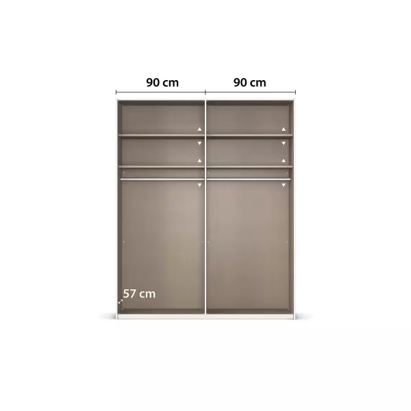 Dressing 181 cm lungime, 2 uși glisante, oglindă pe mijloc, culoare alb, 223 cm înălțime - imagine 9