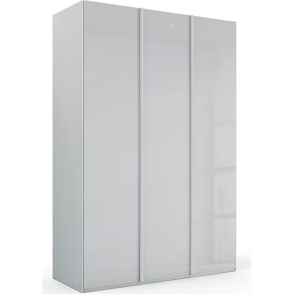 Dulap 151 cm lungime, 3 uși batante, fronturi sticlă, culoare gri mătase, 223 cm înălțime - imagine 2