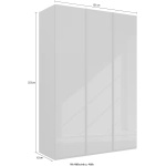 Dulap 151 cm lungime, 3 uși batante, fronturi sticlă, culoare gri mătase, 223 cm înălțime - imagine 11