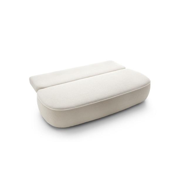 Canapea ~POLLY~ extensibila, cu lada de depozitare, material boucle, culoare crem, 212 cm lungime, 140x200 cm - imagine 4
